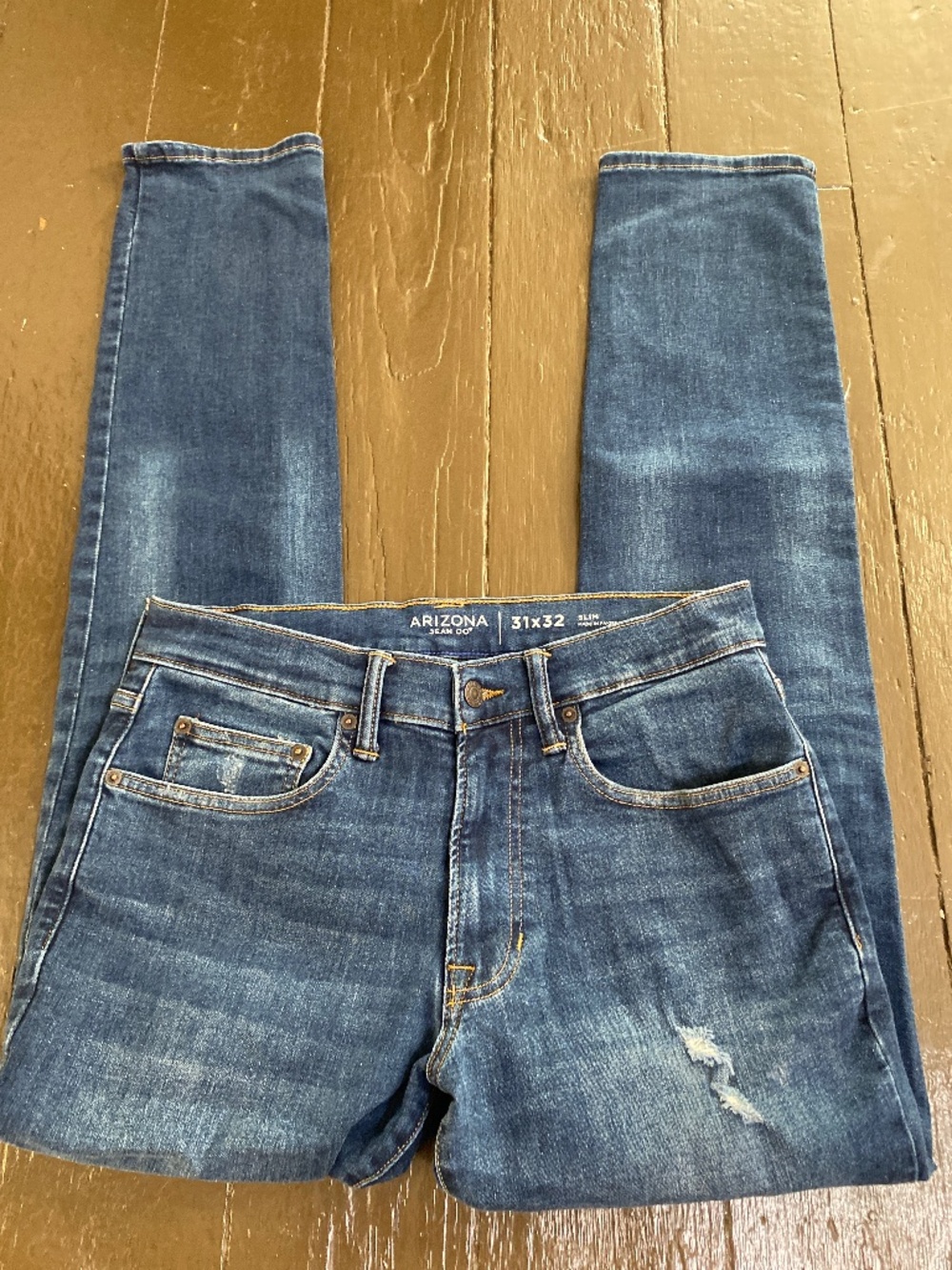 Arizona Mens slim blue jeans 31x32 slim jeans 83% cotton